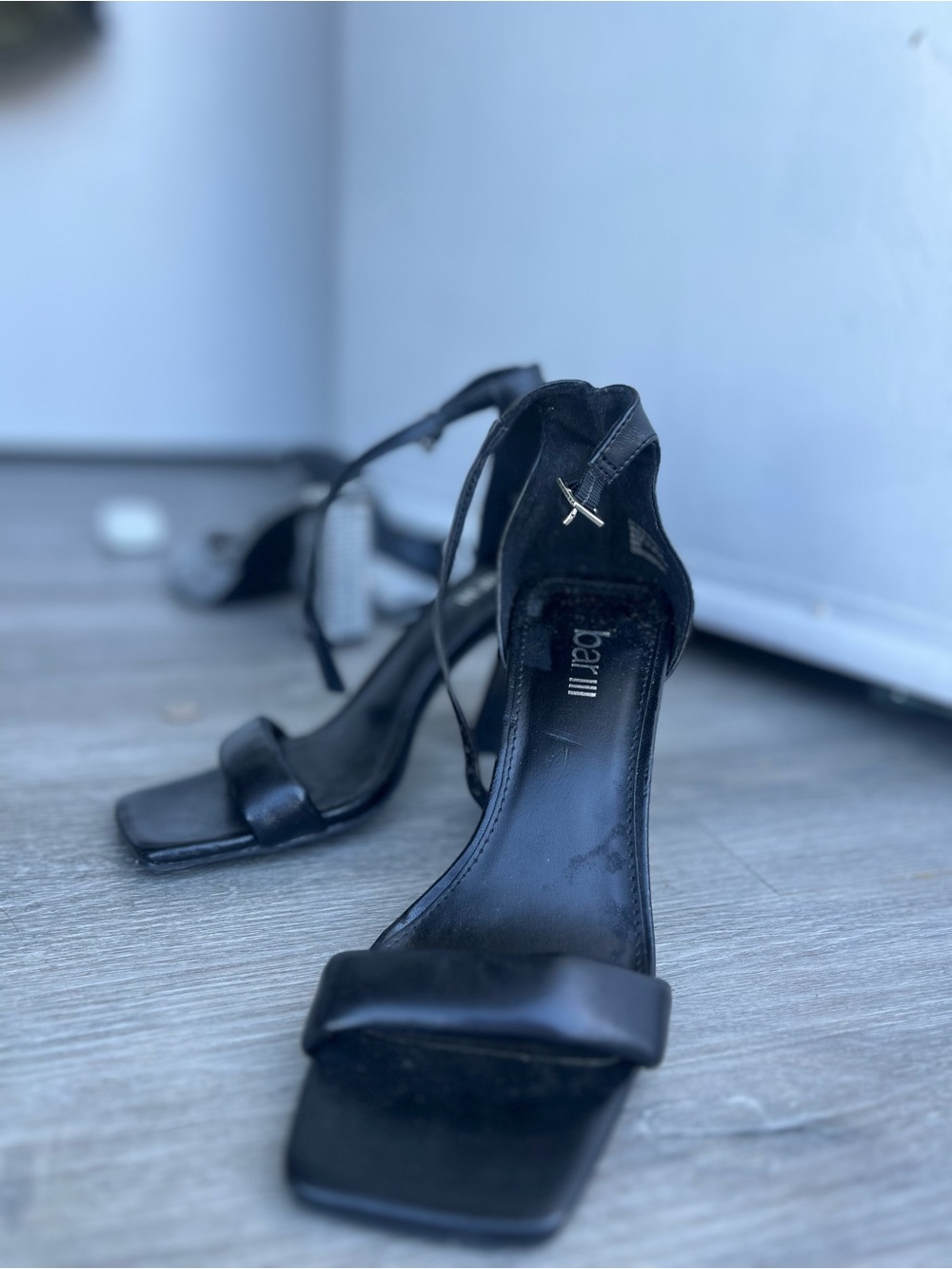 Bar III Black Strappy Square-Toe High Heel Sandals size 6.5